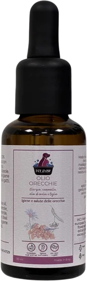Olio orecchie Pet Glow con elicriso, camomilla, olio di oliva e tiglio