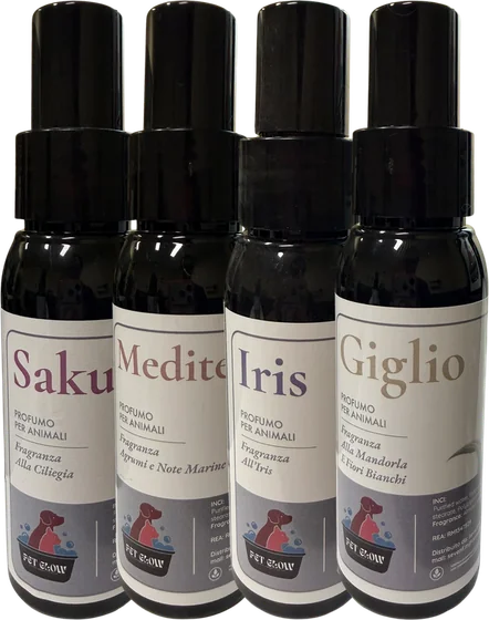 I profumi Pet Glow: Sakura, Mediterraneo, Iris e Giglio